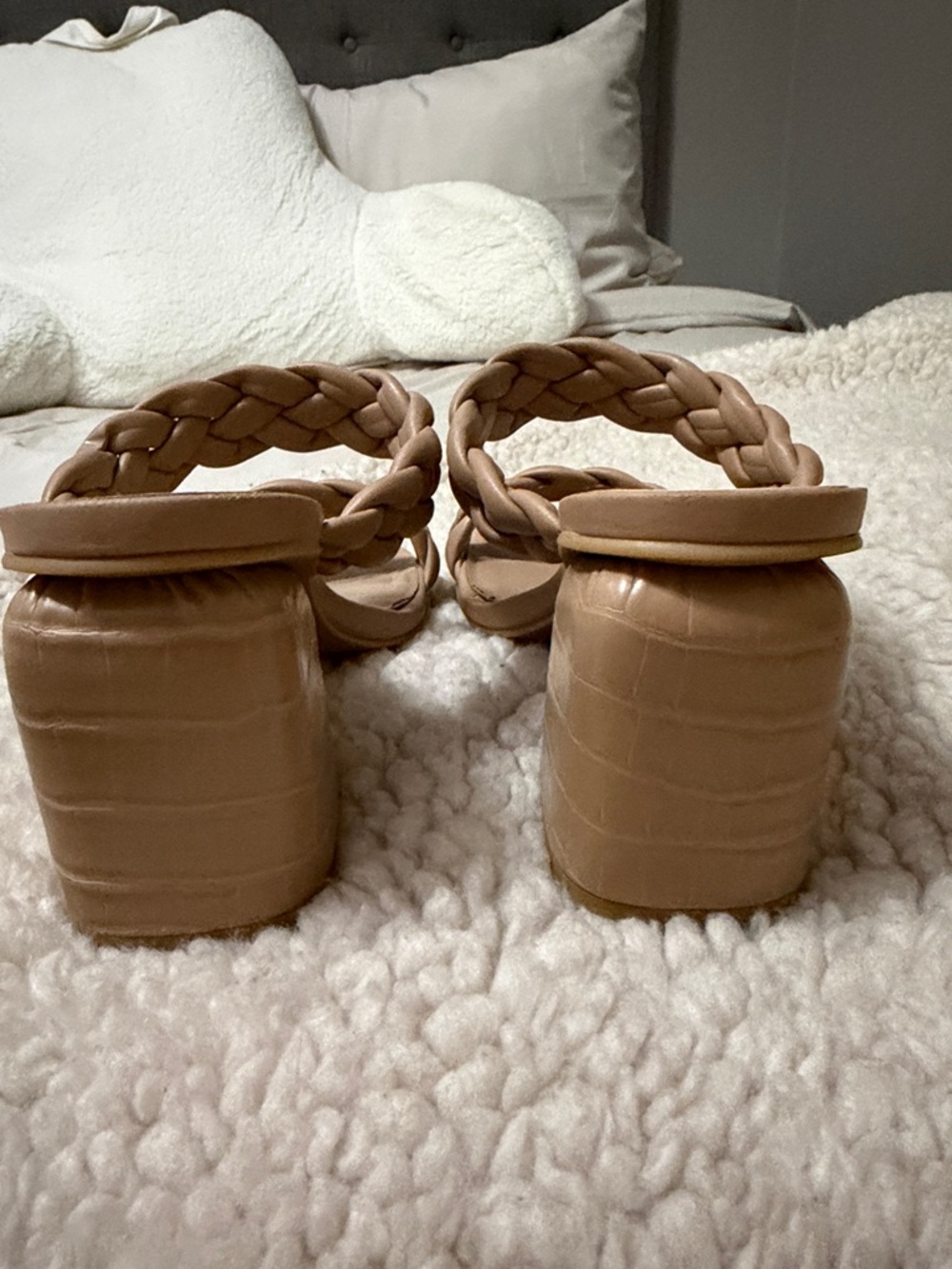 Dolce Vita Braided Double-Strap Heeled Sandals in Taupe - Picture 4 of 7